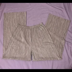 The Odells Metallic Pleated Wide Leg Gold